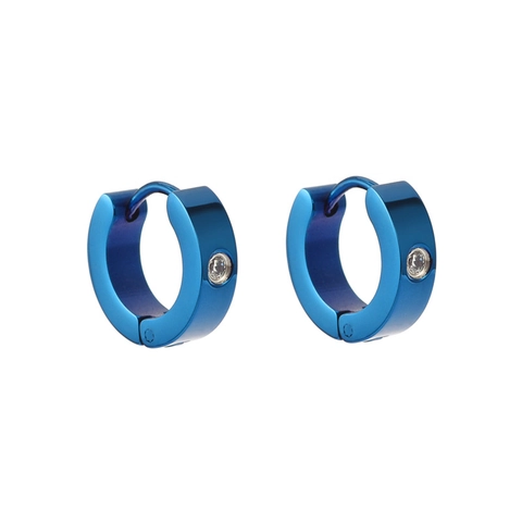 Punk Roestvrijstalen Creolen Voor Heren Dames Strass Ingelegd Goud Zilver Zwart Blauw Geometrische Creolen Mode Sieraden