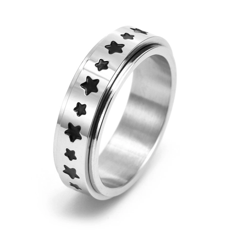 Minimalistische Roestvrijstalen Spinner Ring Voor Heren Dames Druppelolie Ster Draaibare Stressverlichting Ring