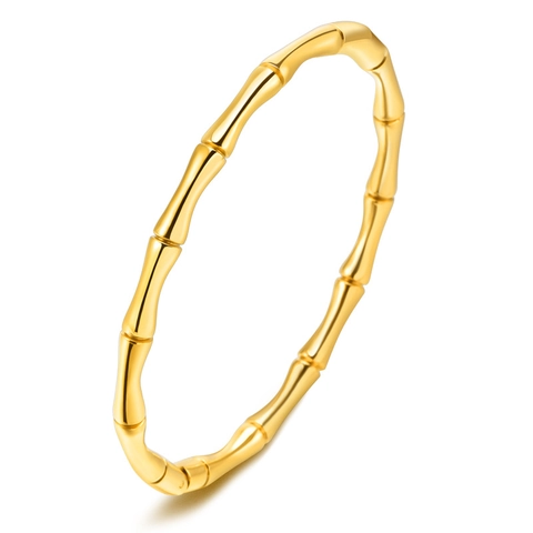 Minimalist Stainless Steel Bamboo Joint Bangle Bracelet For Women Gold Silver Rose Gold Plated Fashion Hand Jewelry Accessories