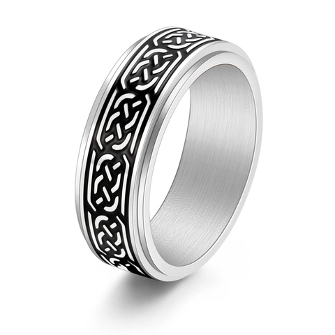 Nordic Style Celtic Knot Stainless Steel Spinner Ring For Men Women Black Gold Silver Color Stress Relief Rotating Band Ring