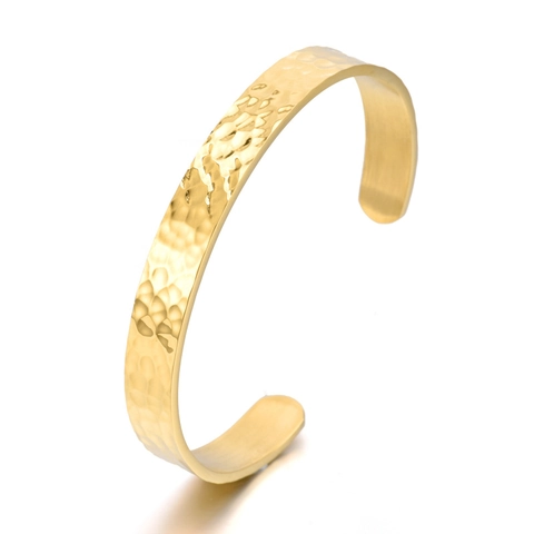Minimalistische Gehamerde Roestvrijstalen Open Manchetarmband Voor Dames Heren Koreaanse Stijl Vergulde Geometrische Mode Handsieraden