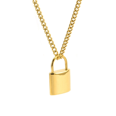Collana con Ciondolo a Lucchetto in Acciaio Inossidabile Hip Hop per Uomo Collana con Lucchetto Lucido Punk Individuale Gioielli Streetwear