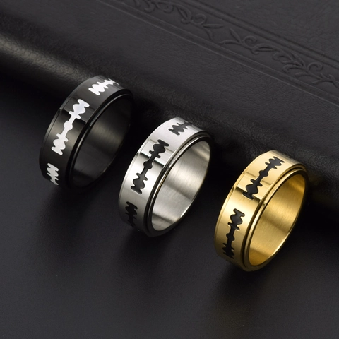 Anillo Punk de Acero Inoxidable con Cuchilla Giratoria para Hombre Anillo de Dedo Fidget Spinner Joyería Personalizada Regalo