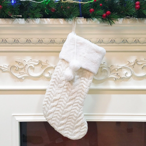 Zopfstrick Nikolausstiefel Große Plüsch Geschenktüte Für Kamin Dekoration Rot Grün Weiß Klassische Feiertag Deko Zum Aufhängen