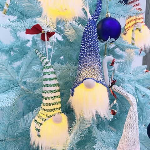 Decorazioni Natalizie a LED Gnomi Scandinavi Bambola di Stoffa Lavorata a Maglia Con Paillettes per Albero di Natale Casa Festa