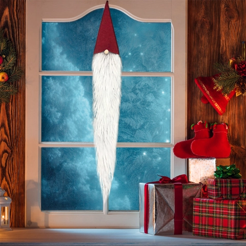 Weihnachtswichtel Wandbehang Dekoration Gesichtsloser Skandinavischer Tomte Mit Langem Kunstfellbart Filzhut Für Zuhause