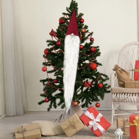 Gnomo De Navidad Decoración De Pared Tomte Escandinavo Sin Rostro Con Barba Larga De Piel Sintética Sombrero De Fieltro