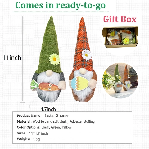Handmade Easter Gnome Plush Ornament Spring Nordic Faceless Doll With Carrot And Colorful Egg For Home Decor Mother Day Gift