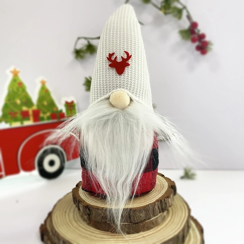 Nordische Weihnachten Zwerg Dekoration Rot Schwarz Buffalo Karo Gesichtsloser Puppe Plüsch Ornament Mit Rentier Muster Für Zuhause