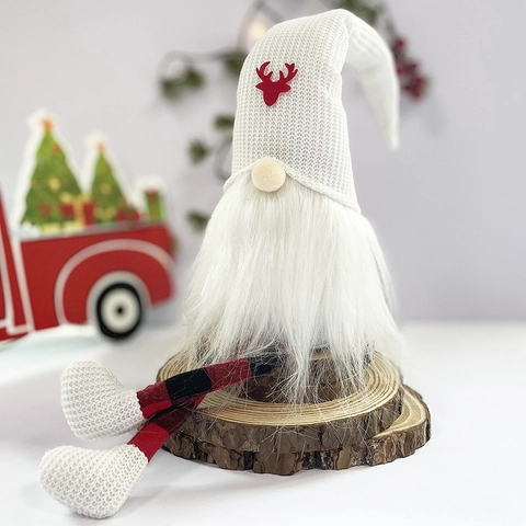 Weihnachten Zwerg Plüsch Gesichtslose Puppe Rentier Strickmütze Lange Beine Buffalo Plaid Tomte Ornament Party Deko