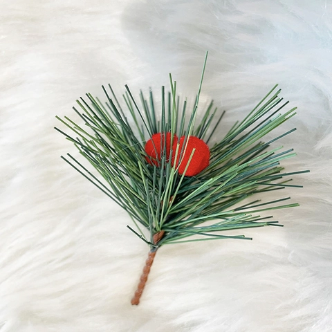 Künstliche Weihnachts Kiefernnadeln Mit Roten Beeren Für Feiertag DIY Kranz Deko Grüne Kiefernzweig Winter Heimdekoration