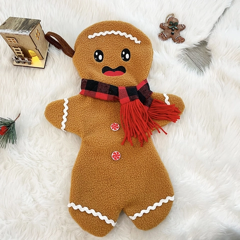 Calza di Natale Omino di Pan di Zenzero in Peluche Sherpa Sacchetto Regalo Decorazione Appendere Casa Festa Stili Ragazzo Ragazza