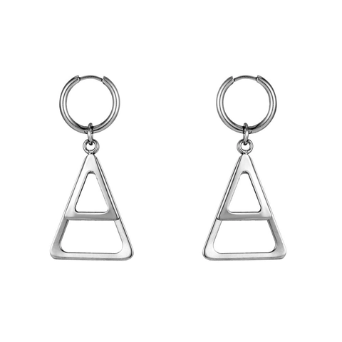 Minimalistische Roestvrijstalen Driehoek Oorbellen Voor Vrouwen Geometrische Holle Gelaagde Hanger Oorbellen Punk Sieraden Zilverkleur
