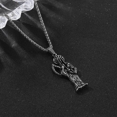 Gothic Retro Stainless Steel Santa Muerte Pendant Necklace Men Hip Hop Rock Grim Reaper Scythe Relief Jewelry Gift