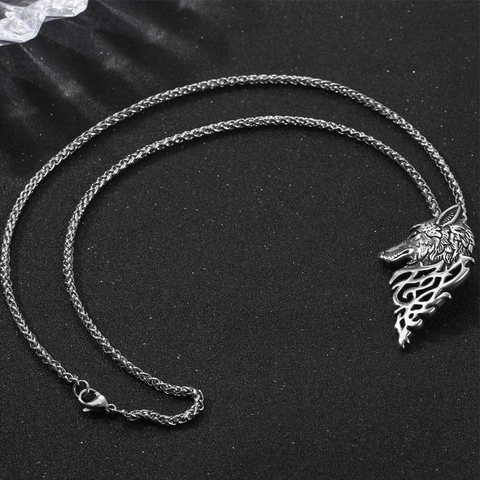 Vintage Edelstahl Wolfskopf Anhänger Halskette Für Herren Gothic Tribal Hohl Tier Charm Polierte Retro Herrenschmuck