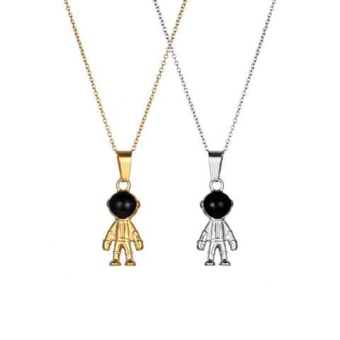 Stainless Steel Astronaut Spaceman Pendant Necklace For Women Cute Robot Jewelry Gold Silver Electroplated Space Theme Gift