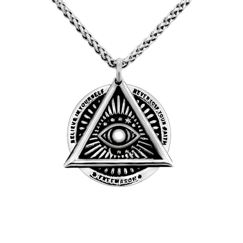 Collar Con Colgante De Triángulo Ojo De La Providencia De Acero Inoxidable Retro Para Hombre Mujer Believe In Yourself Joyería