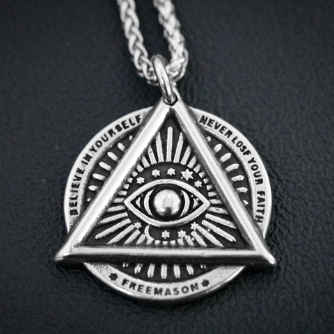 Collar Con Colgante De Triángulo Ojo De La Providencia De Acero Inoxidable Retro Para Hombre Mujer Believe In Yourself Joyería