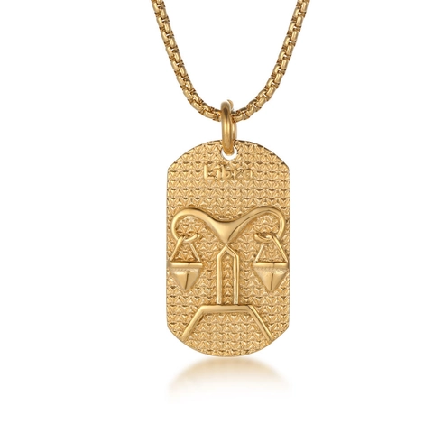 Collana con Pendente Segno Zodiacale Bilancia in Acciaio Inossidabile per Uomo Vintage Oro Argento Stile Hip Hop Gioielli Individuali