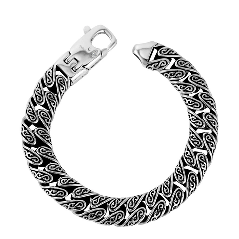 Men Vintage Stainless Steel Punk Scroll Pattern Chain Bracelet Gothic Heavy Metal Biker Bangle Jewelry Gift For Boy