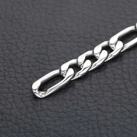 Bracciale da Uomo in Acciaio Inossidabile 316L Catena Figaro Lucida Stile Classico Rock Hip Hop Gioielli a Mano Argento