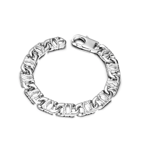 Men's Industrial Style Stainless Steel Link Bracelet Geometric Polished Punk Fashion Jewelry For Couple Gift Silver Tone
