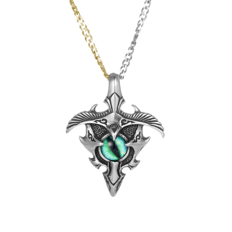 Collana Con Ciondolo Scudo Aquila Gotica Vintage Per Uomo Acciaio Inossidabile Malocchio Strass Catena Bicolore Gioielli Punk