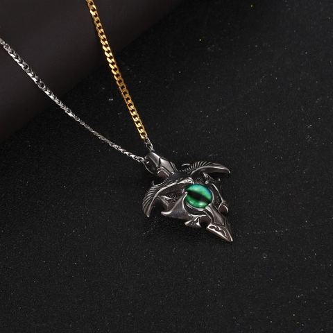 Collana Con Ciondolo Scudo Aquila Gotica Vintage Per Uomo Acciaio Inossidabile Malocchio Strass Catena Bicolore Gioielli Punk