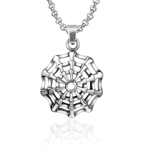 Collana con Ciondolo a Forma di Ragnatela Gothic Hip Hop in Acciaio Inossidabile Lucido Catena Trendy Punk Gioielli per Uomo Donna