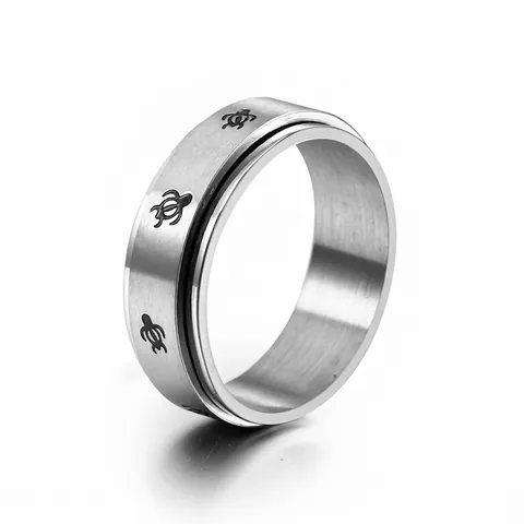 Roestvrijstalen Zeeschildpad Spinner Ring Voor Heren Dames Gepolijste Draaibare Dierenband Stressverlichting Mode Sieraden