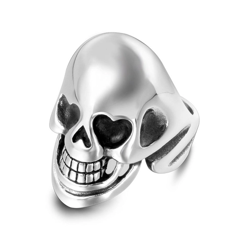 Vintage Punk Stainless Steel Skull Ring For Men Gothic Heart Eyes Polished Biker Ring Retro Hip Hop Fashion Jewelry Gift