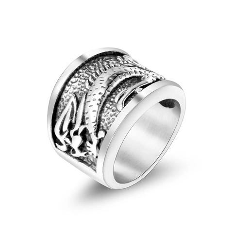 Retro Titanstahl Drachenrelief Ring Für Herren Chinesischer Stil Glücksverheißende Wolken Breiter Bandring Vintage Punk Modeschmuck