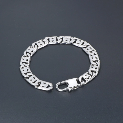 Bracciale da Uomo Punk in Acciaio Inossidabile a Catena a S Lucidato con Maglie Geometriche Gioielli da Discoteca per Uomo