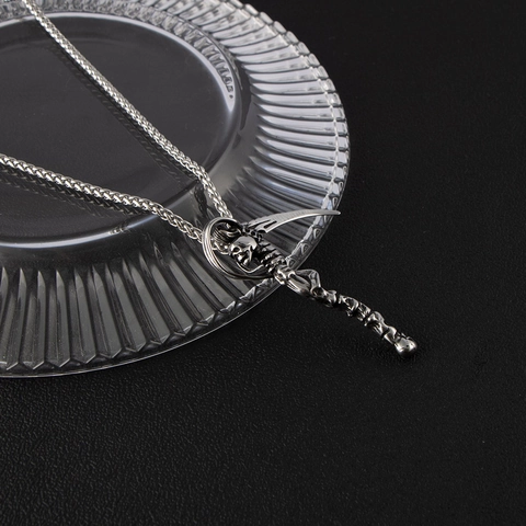 Collana con Ciondolo a Forma di Teschio della Morte in Acciaio Inossidabile Gotico per Uomo Gioielli Punk Retrò Mietitore