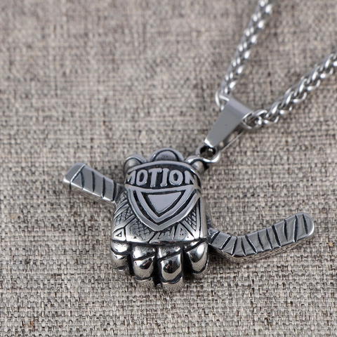 Collar con Colgante de Guante de Hockey de Acero Inoxidable para Hombre Deportivo Vintage Pulido MOTION Joyería