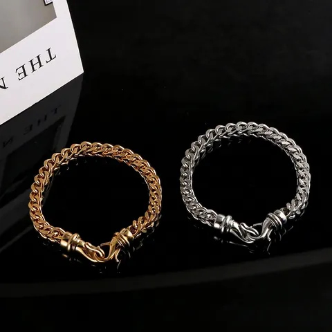 Bracciale da Uomo in Acciaio Inossidabile Geometrico Maglia Quadrata Oro Argento Galvanico Hip Hop Punk Gioielli Moda