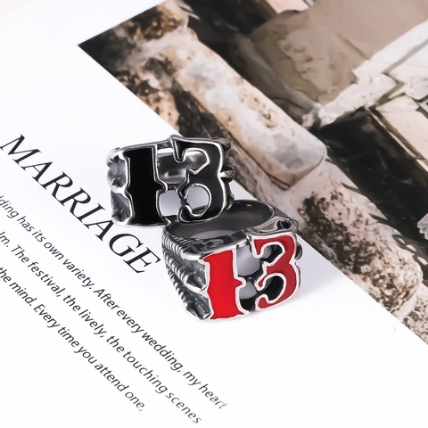 Vintage Edelstahl Nummer 13 Tropföl Ring Für Herren Punk Biker Gothic Klaue Relief Fingerring Nischenschmuck Geschenk