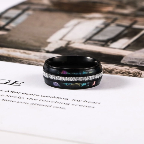 Heren Gepersonaliseerde Roestvrijstalen Ring Kleurrijke Inlay Strass Verguld Zwart Band Vintage Sieraden Ring Voor Unisex