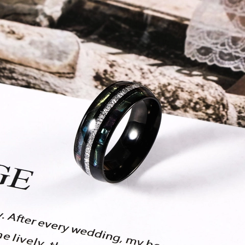 Heren Gepersonaliseerde Roestvrijstalen Ring Kleurrijke Inlay Strass Verguld Zwart Band Vintage Sieraden Ring Voor Unisex