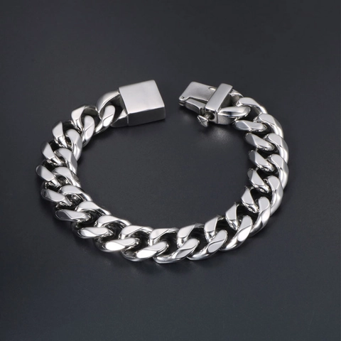 Herren Edelstahl Panzerarmband Polierte Schwere Metallkette Armband Für Männer Hip Hop Rock Schmuck Geschenk
