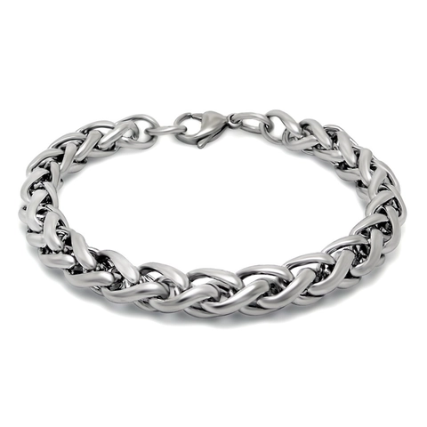 Pulsera de Hombre de Acero de Titanio Cadena de Trigo Trenza de Hueso de Dragón de Acero Inoxidable Joyería Pulida Minimalista Unisex