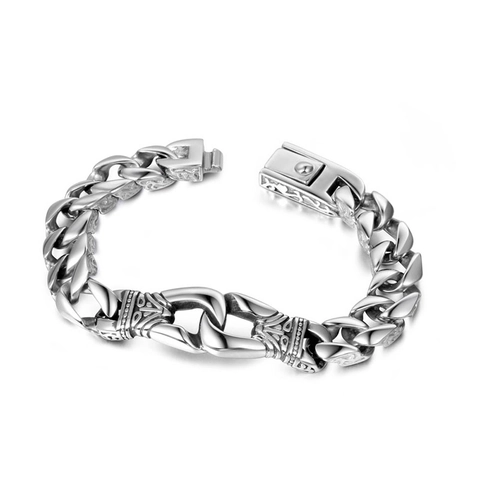 Heren Retro Punk Dubbele Ring Titanium Staal Armband Vintage Gepolijst Cubaanse Schakelketting Mode Heren Sieraden Cadeau