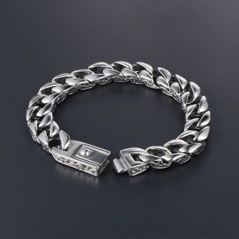Heren Titaniumstaal Schakelarmband Gepolijst Zilvertint Geometrisch Minimalistisch Mode Sieraden Punk Polsband