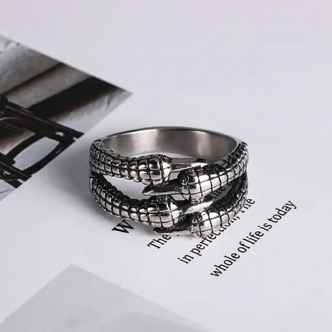 Heren Vintage Roestvrij Staal Drakenklauw Ring Punk Gothic Arend Klauw Ring Retro Schubpatroon Sieraden Open Ring Cadeau