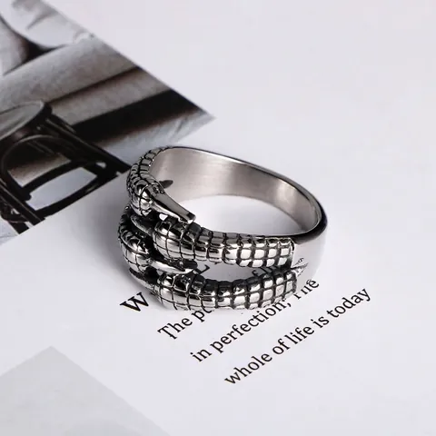 Heren Vintage Roestvrij Staal Drakenklauw Ring Punk Gothic Arend Klauw Ring Retro Schubpatroon Sieraden Open Ring Cadeau