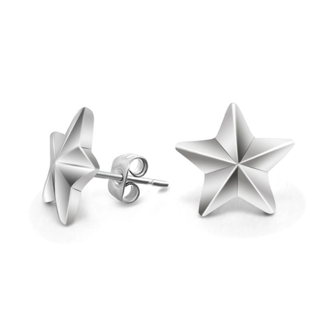 Titanium Steel Star Stud Earrings Polished 3D Pentagram Earrings For Men Women Geometric Minimalist Jewelry Gift