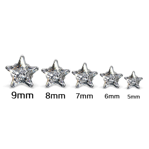 Orecchini a Bottone Mini Stella in Acciaio al Titanio per Donna Con Strass Intarsiato Pentagramma Geometrico Piccoli Gioielli Venduti Singolarmente