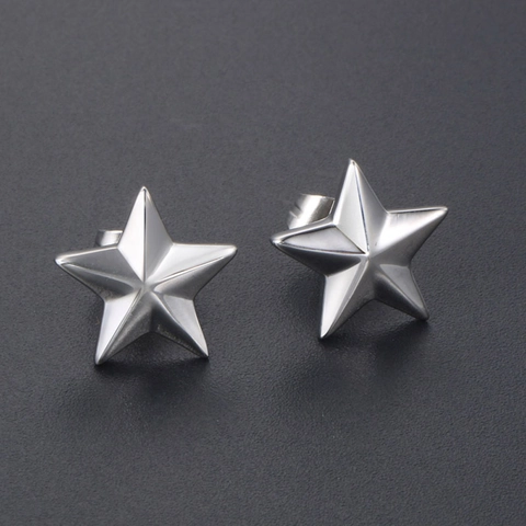 Titanium Steel Star Stud Earrings Polished 3D Pentagram Earrings For Men Women Geometric Minimalist Jewelry Gift