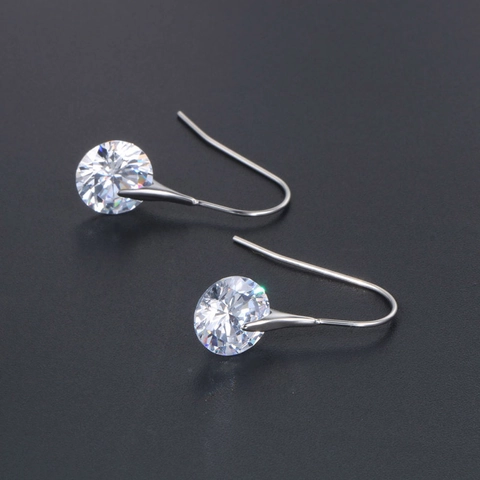 Titanium Steel Rhinestone Stud Earrings For Women Minimalist Silver Geometric Shining Fashion Jewelry Accessories Gift