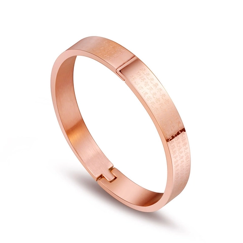 Bracciale Rigido Heart Sutra in Acciaio al Titanio per Uomo e Donna Gioielli con Scritture Buddiste Incise Bracciale a Scatto
